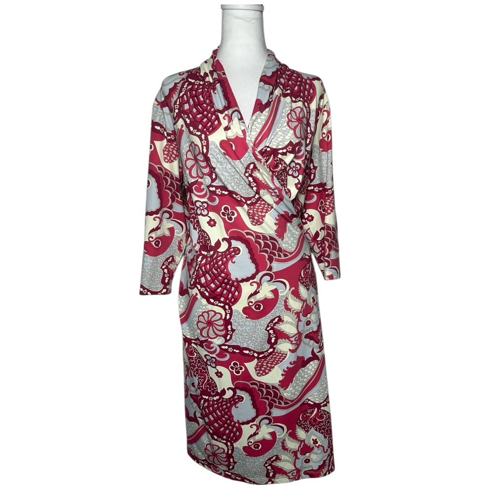 NEW J. McLaughlin Women's Catalina Cloth Faux Wrap Dress in Pink/Cream Size XL